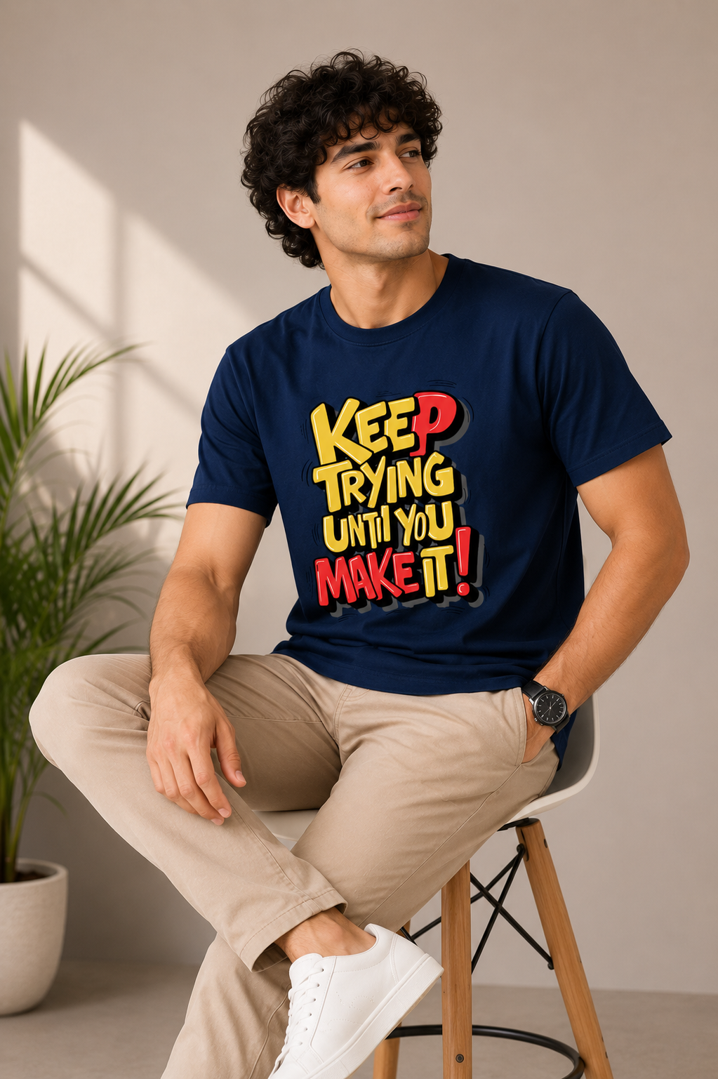 Keep Trying Until You Make It Men Classic Fit Motivational Graphic T-Shirt