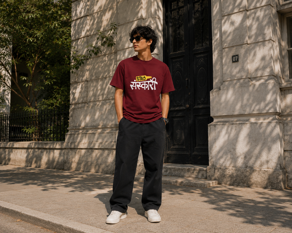Stay Sarkari Typography Graphic Men Classic Fit T-Shirt