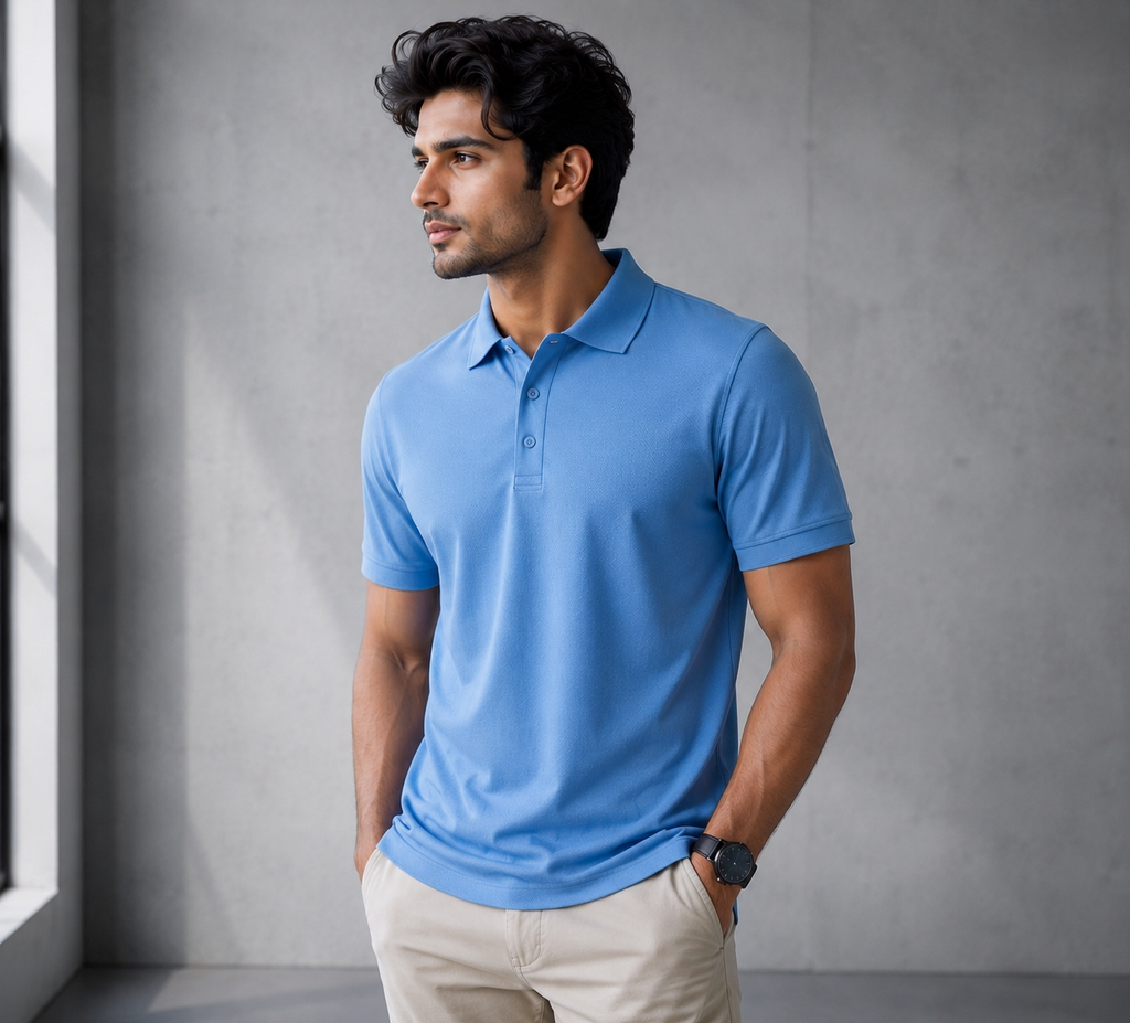 Signature Men Classic Fit Ocean Blue Polo T-Shirt