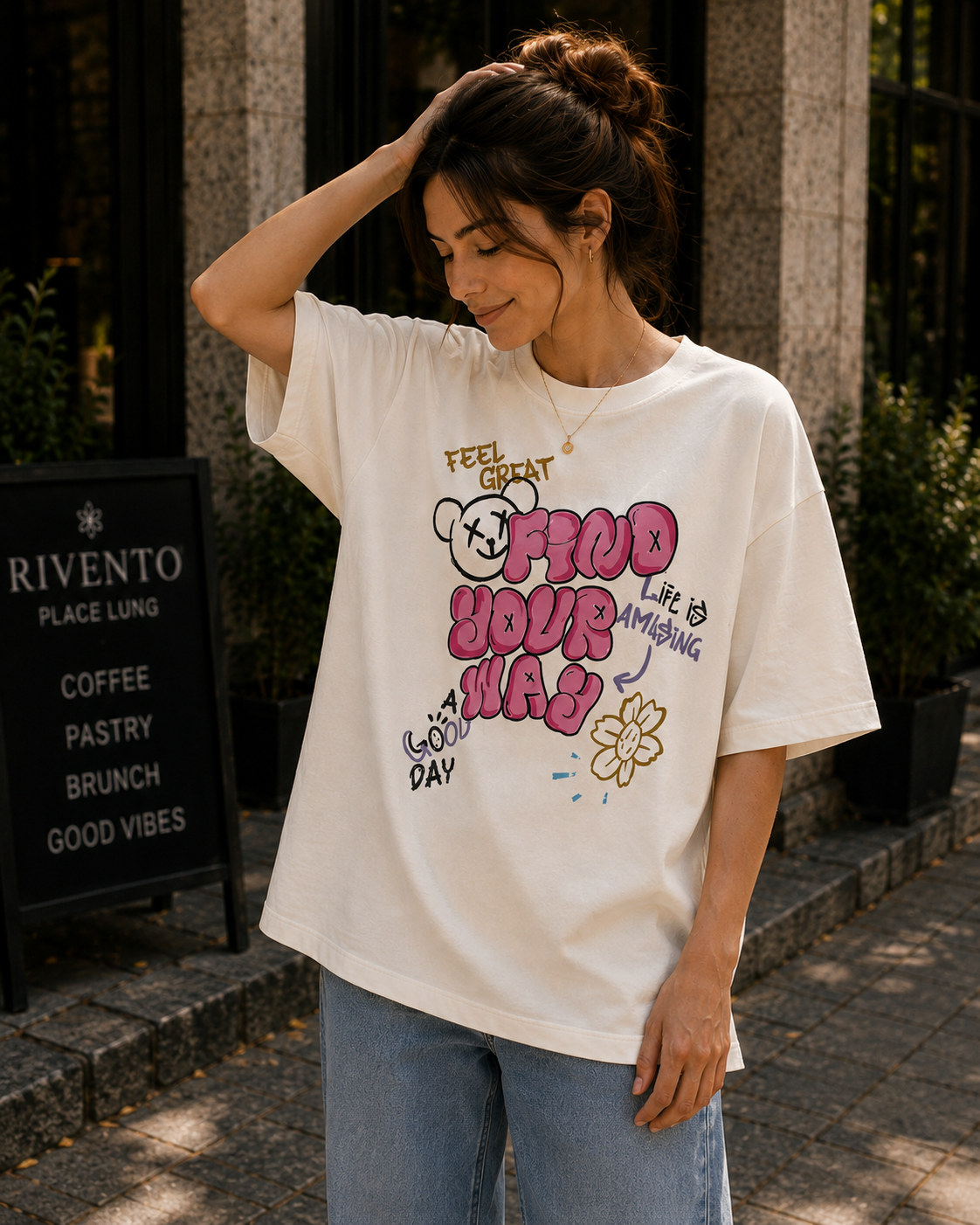 Women Find Your Way Graphic Oversized T-Shirt