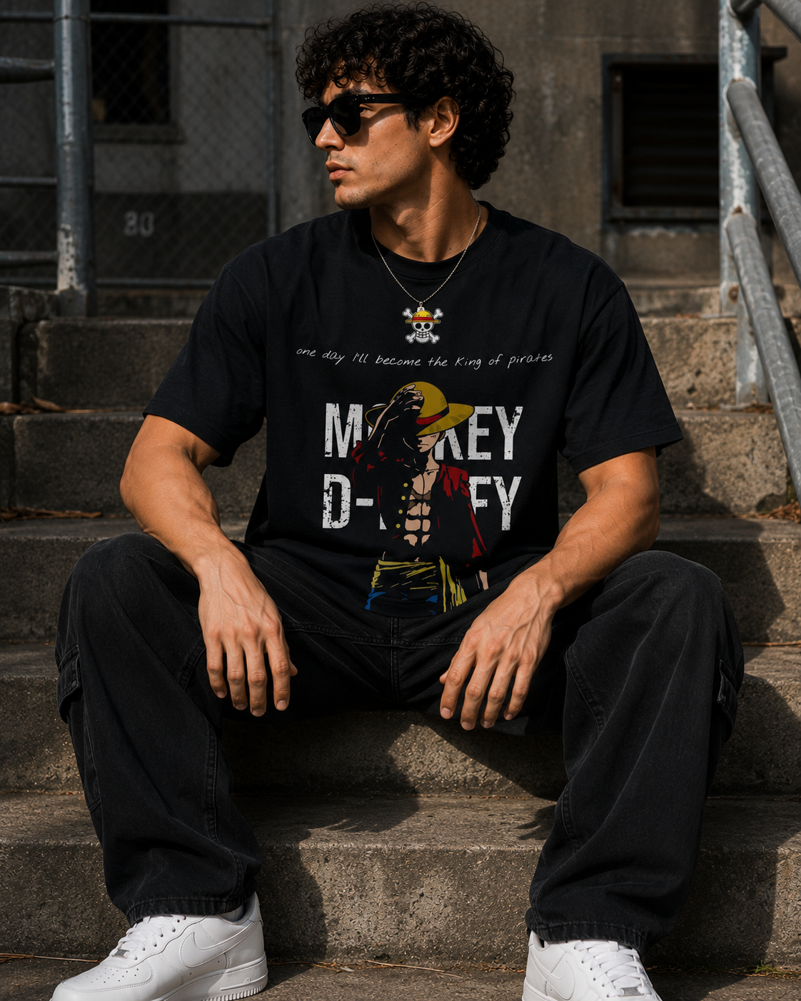 Straw Hat Compass Men Classic Fit Anime Back Print T-Shirt