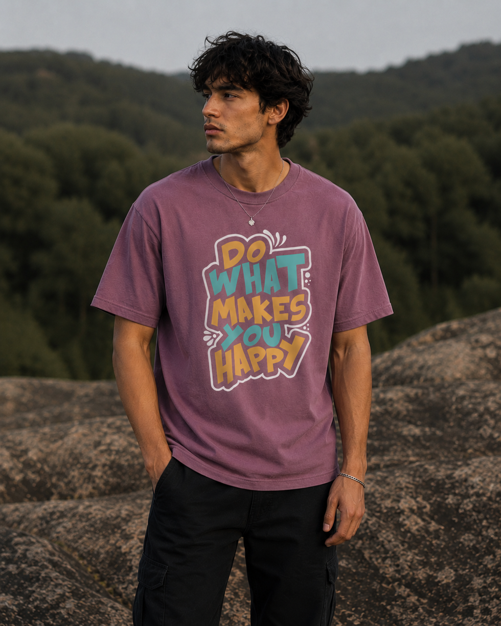 Do What Makes You Happy Typography Men Classic Fit T-Shirt