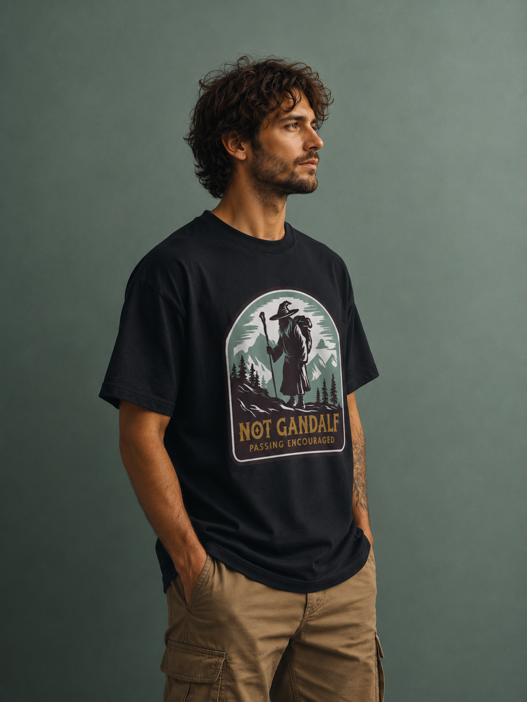 Not Gandalf Passing Encouraged Graphic Classic Fit T-Shirt for Men