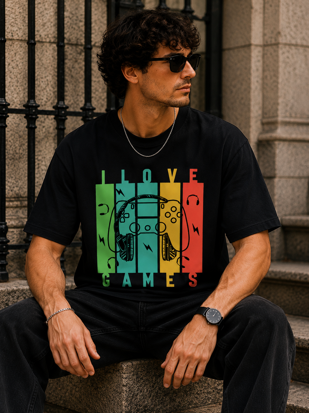 Rise and Conquer Oversized Graphic T-Shirt for Men