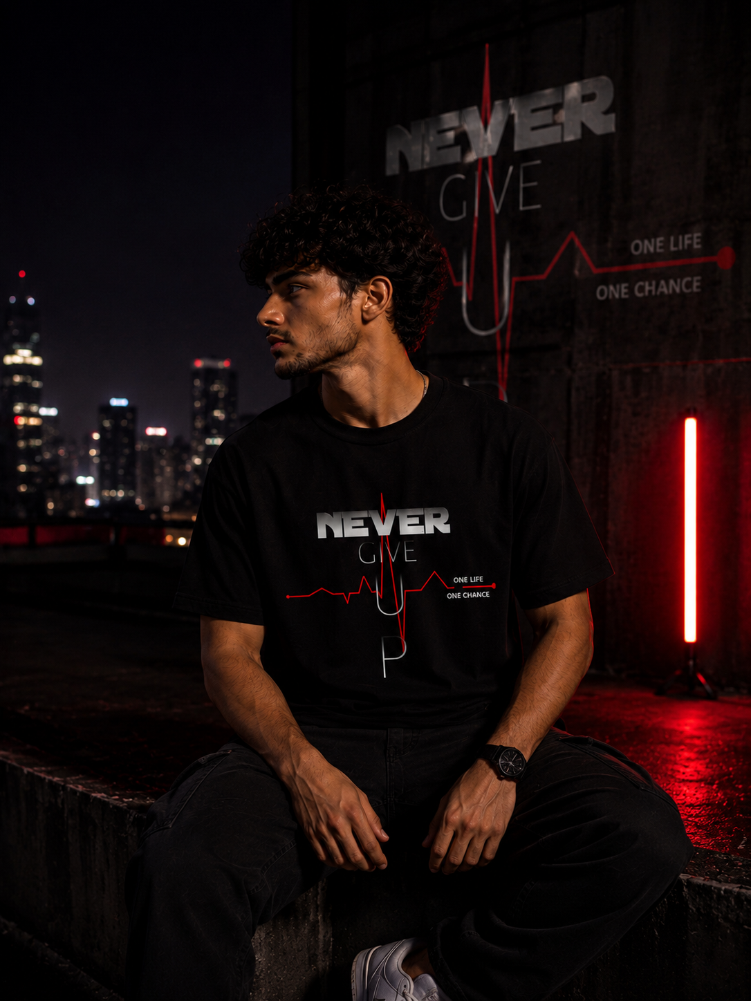 Never Give Up Motivation Graphic Men Classic Fit T-Shirt