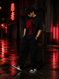 Samurai Shadow Graphic Oversized T-Shirt for Men