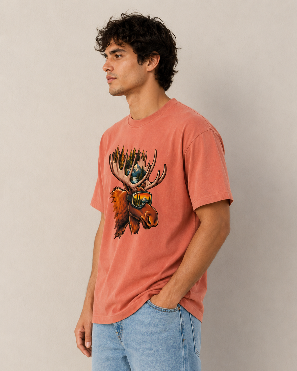 Adventure Moose Wilderness Graphic Men Classic Fit T-Shirt