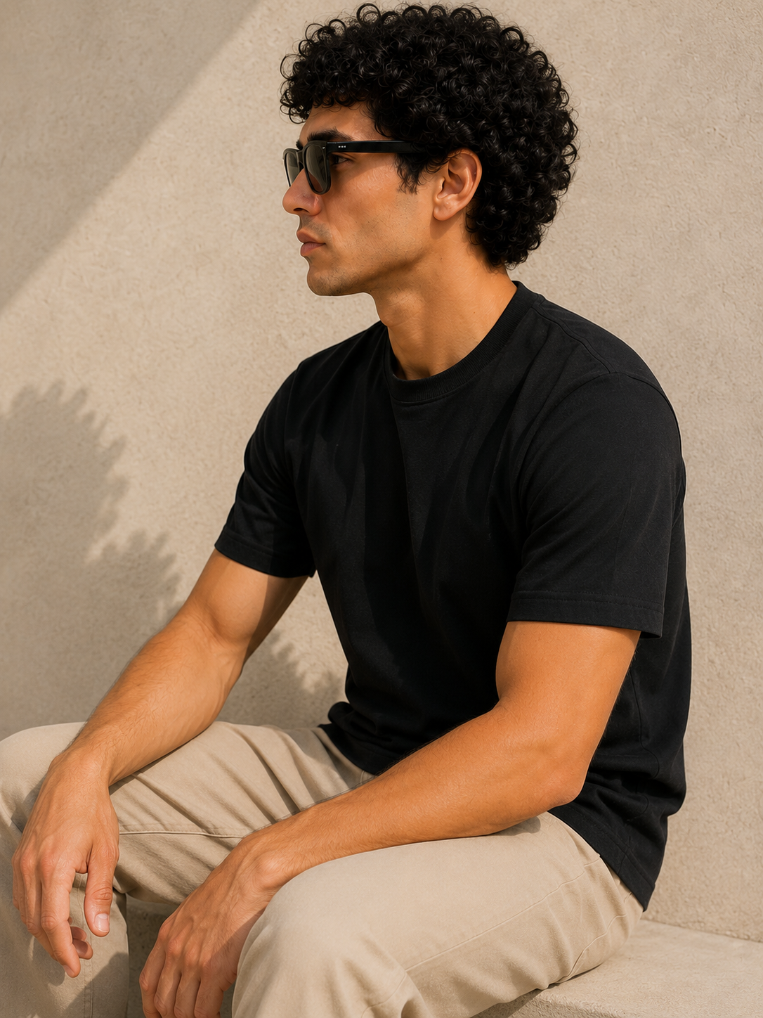 EarthPure Premium Black Organic Cotton Classic Fit Solid T-Shirt