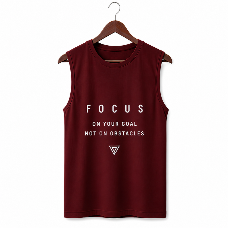 Focus Maroon Men's Graphic Tank Top