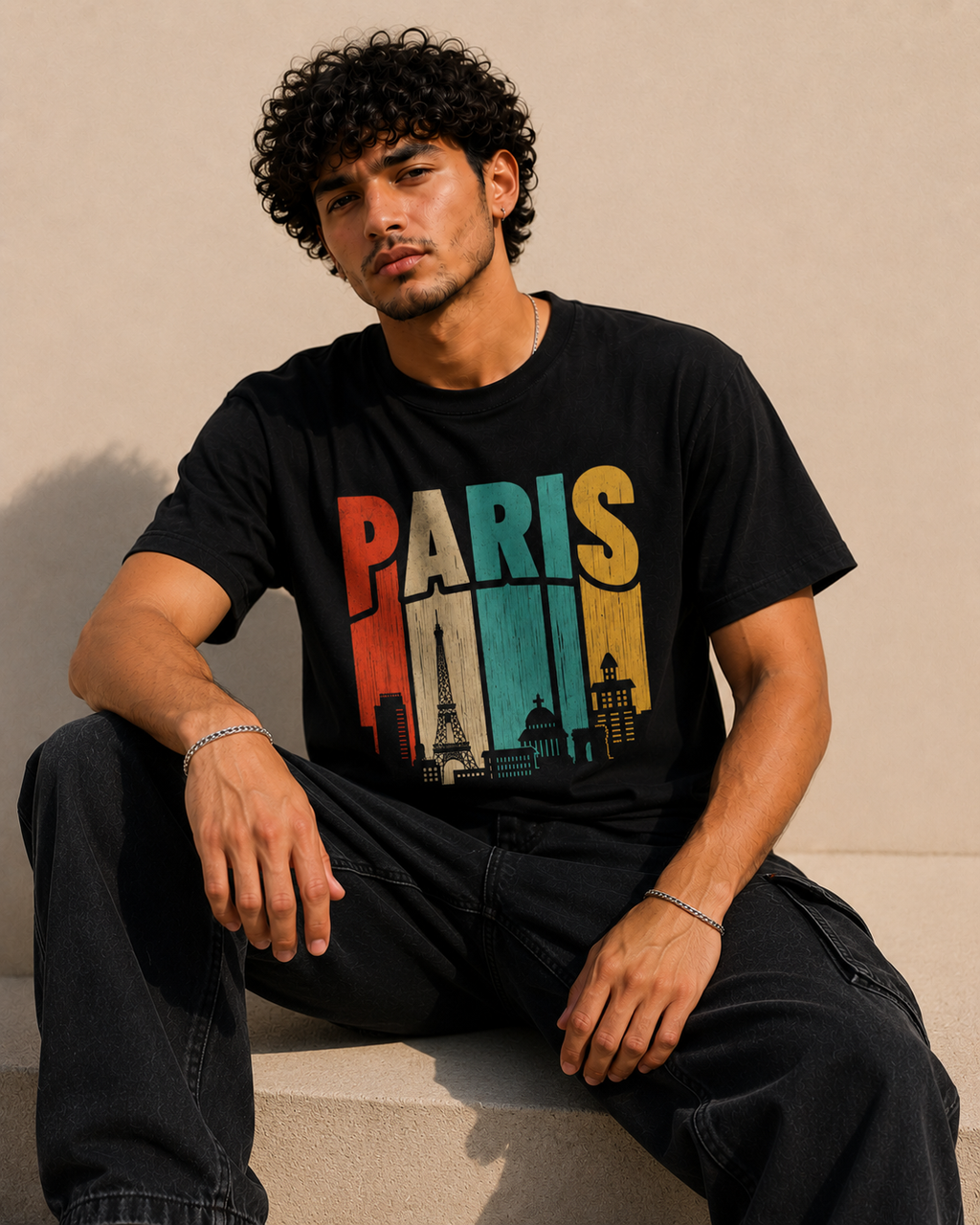 Paris Skyline Men Classic Fit Graphic T-Shirt