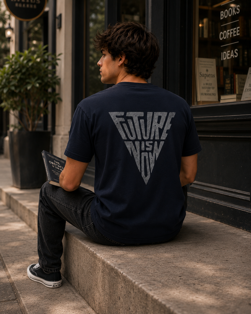 Future Is Now Back Print Classic Fit T-Shirt for Men
