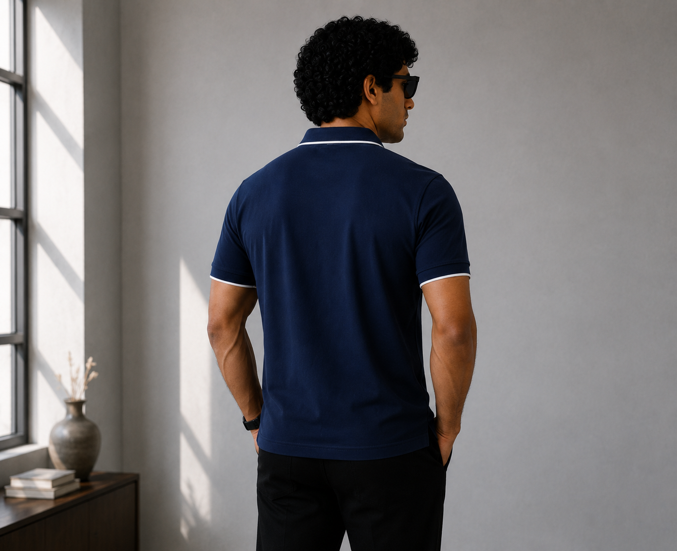 Elite Men Classic Fit Navy Blue Polo T-Shirt