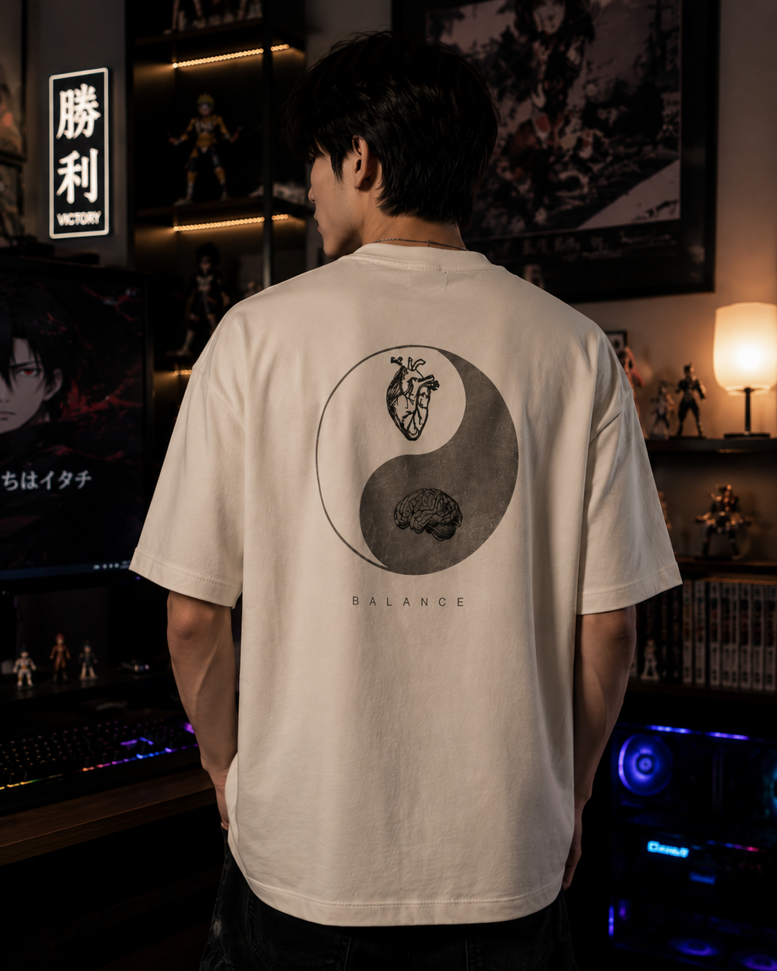 Zen Bushido Japanese Calligraphy Oversized T-Shirt for Men