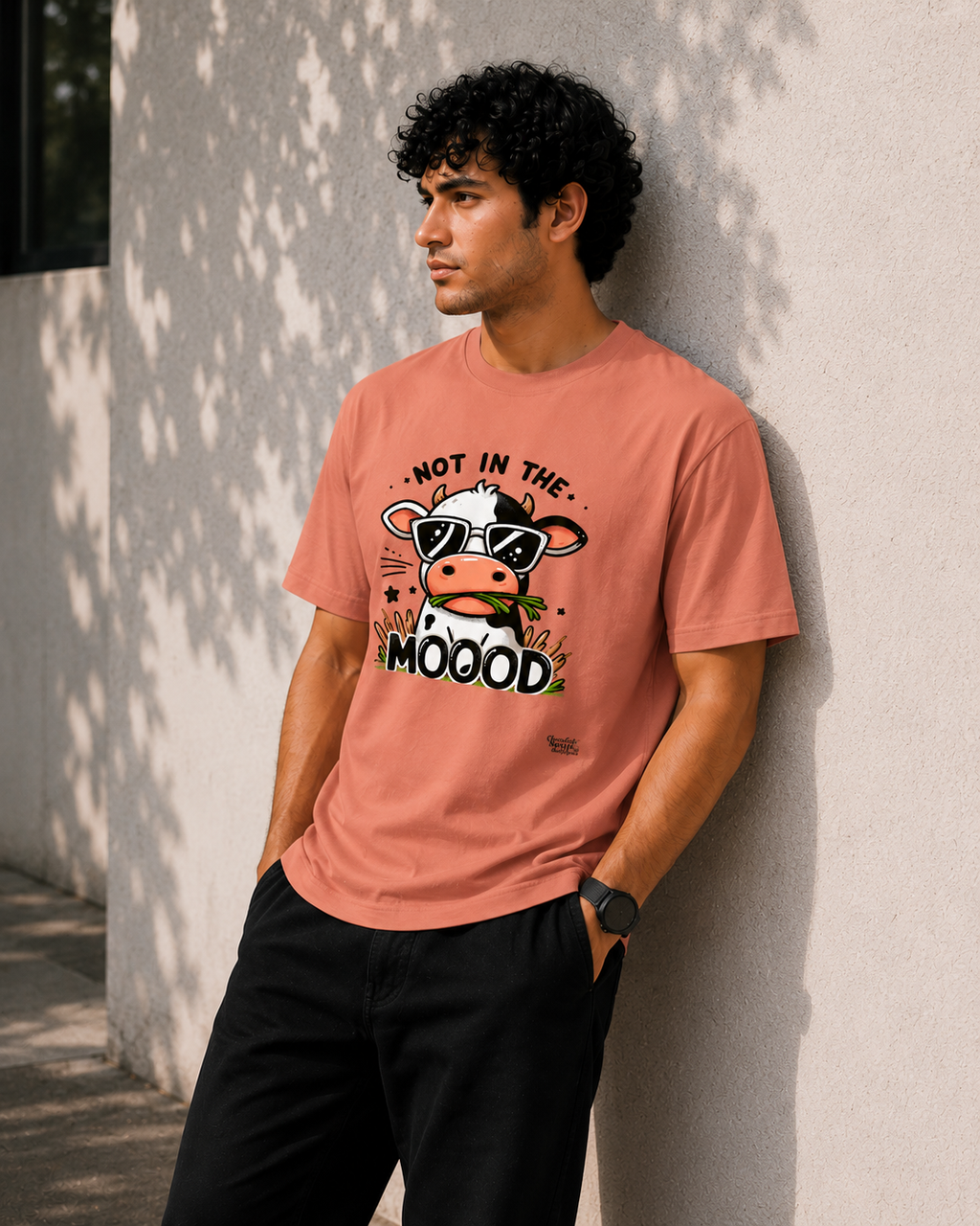 Not in the Mooood Men Classic Fit Funny Cow Graphic T-Shirt