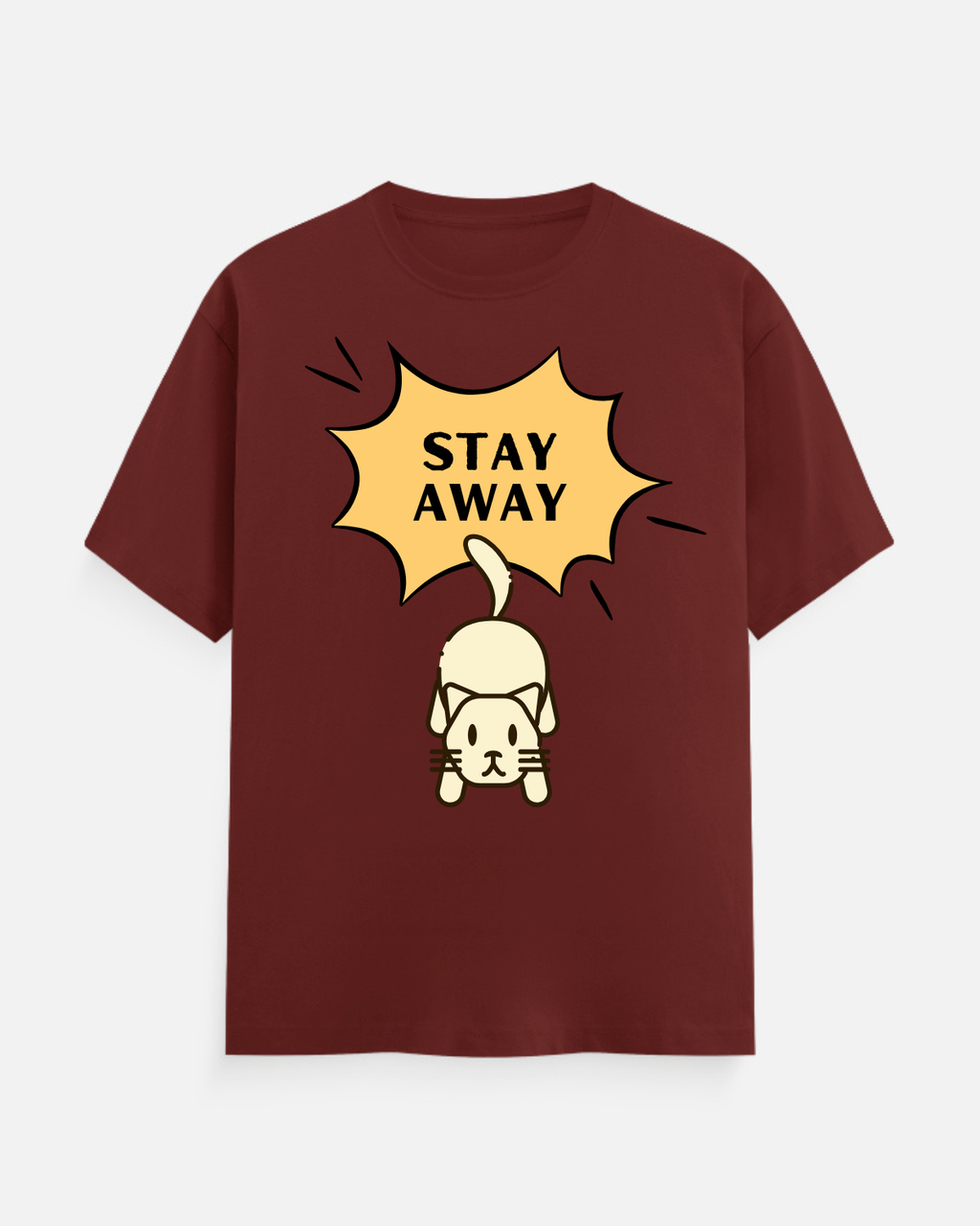 Stay Away Cat Graphic Oversized T-Shirt