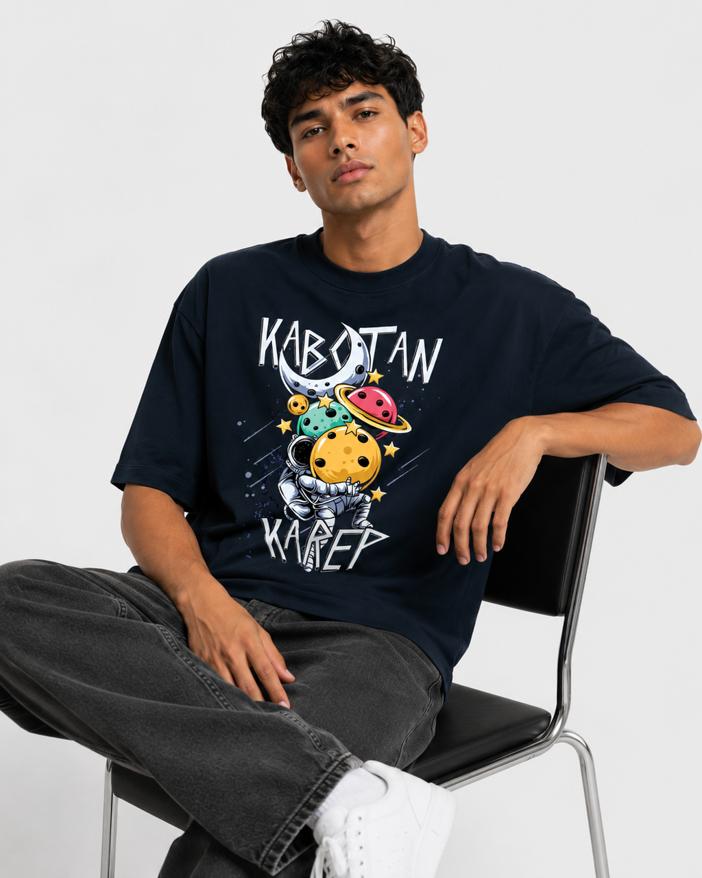 Cosmic Explorer Oversized Graphic T-Shirt for Men