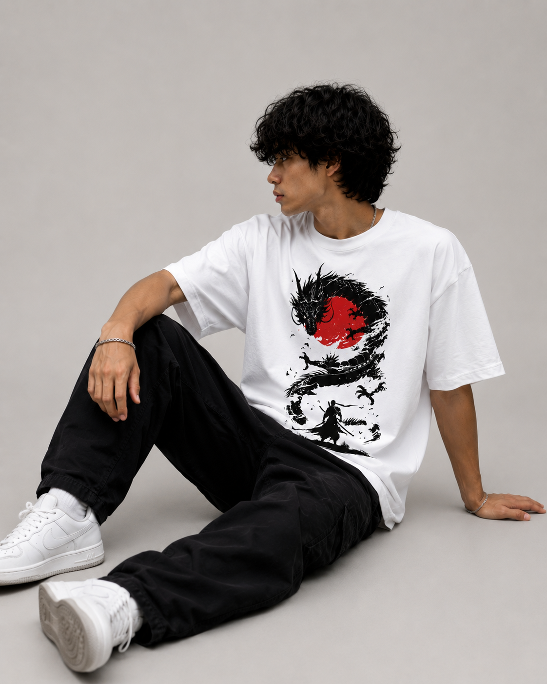 Dragon Warrior Oversized Graphic T-Shirt for Men