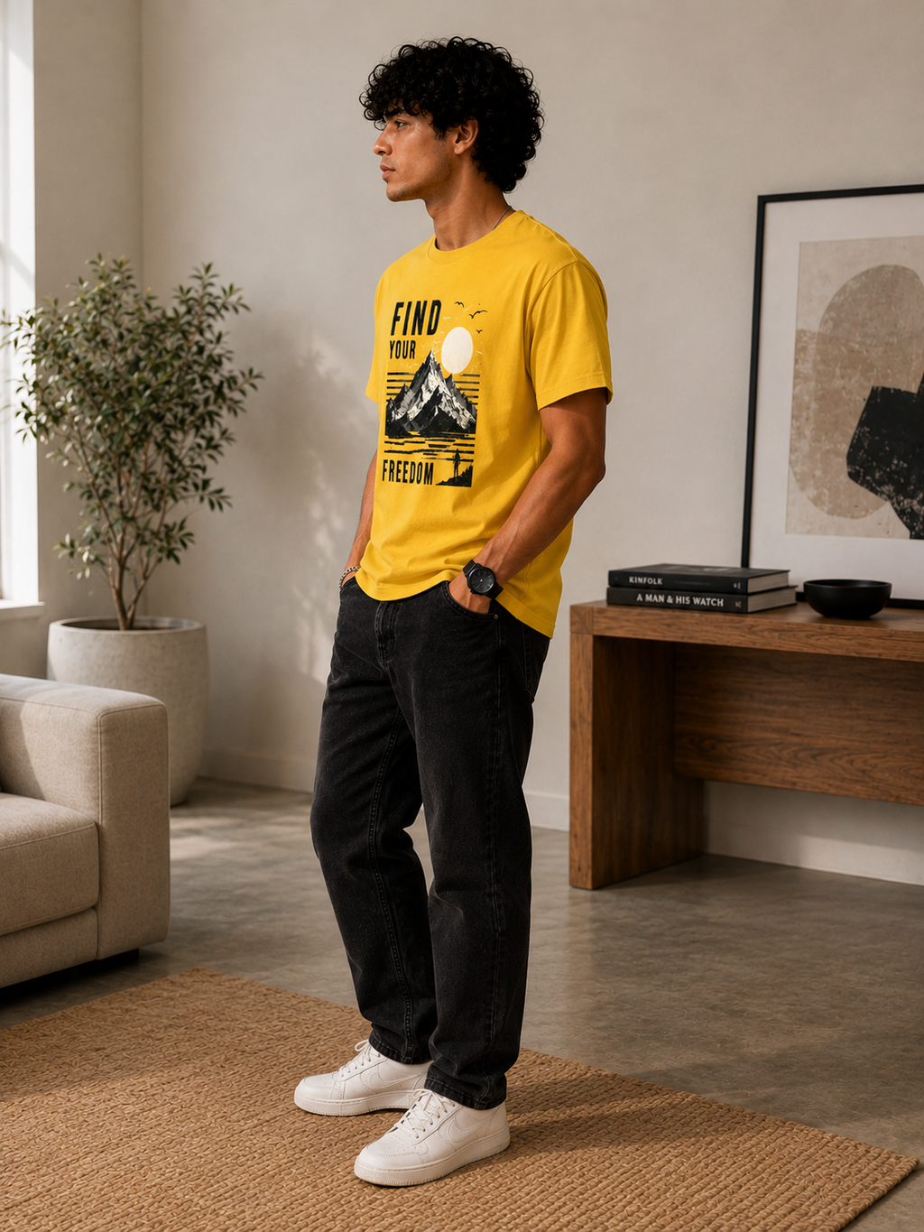 Find Your Freedom Mountain Graphic Classic Fit T-Shirt for Men