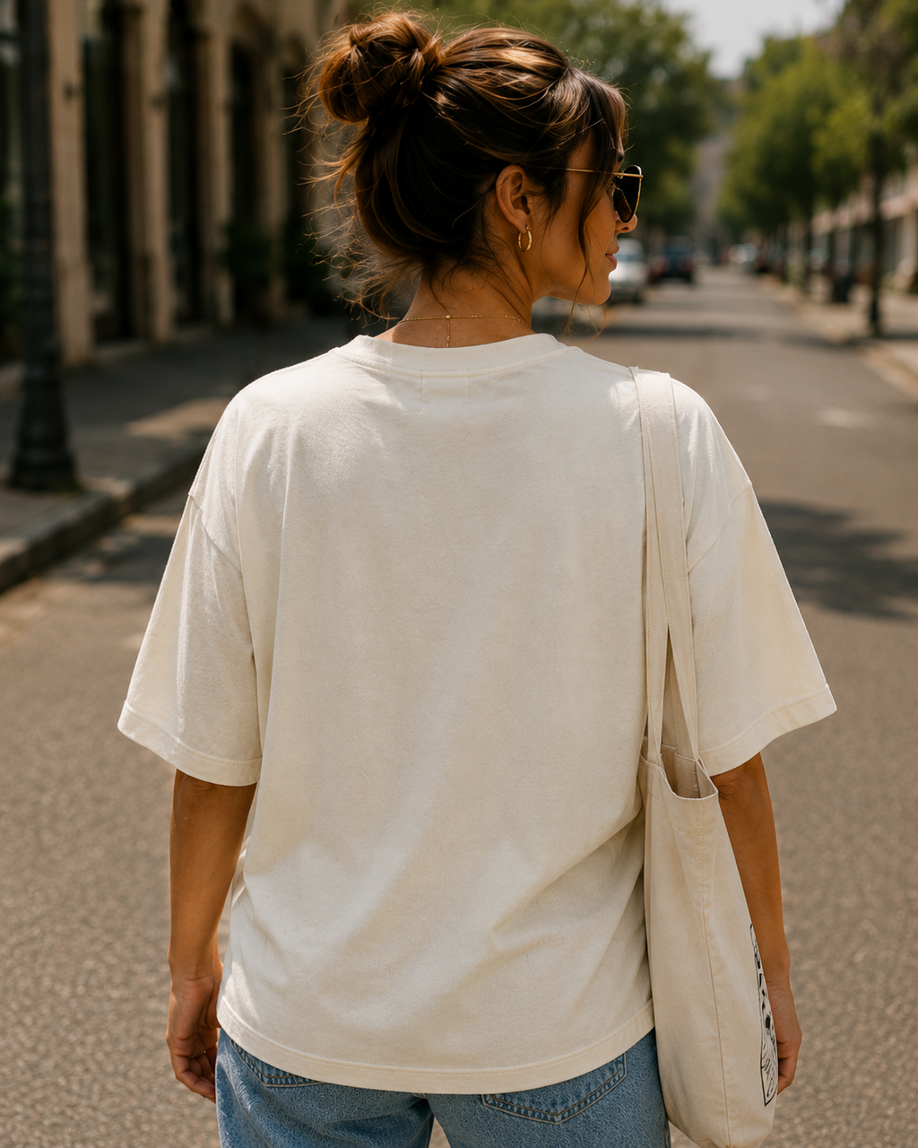 Women Blue Butterfly Graphic Oversized T-Shirt