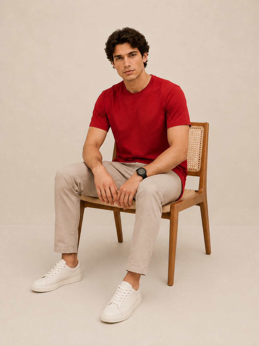 Softcore Men's Premium Red Classic Fit Solid T-Shirt
