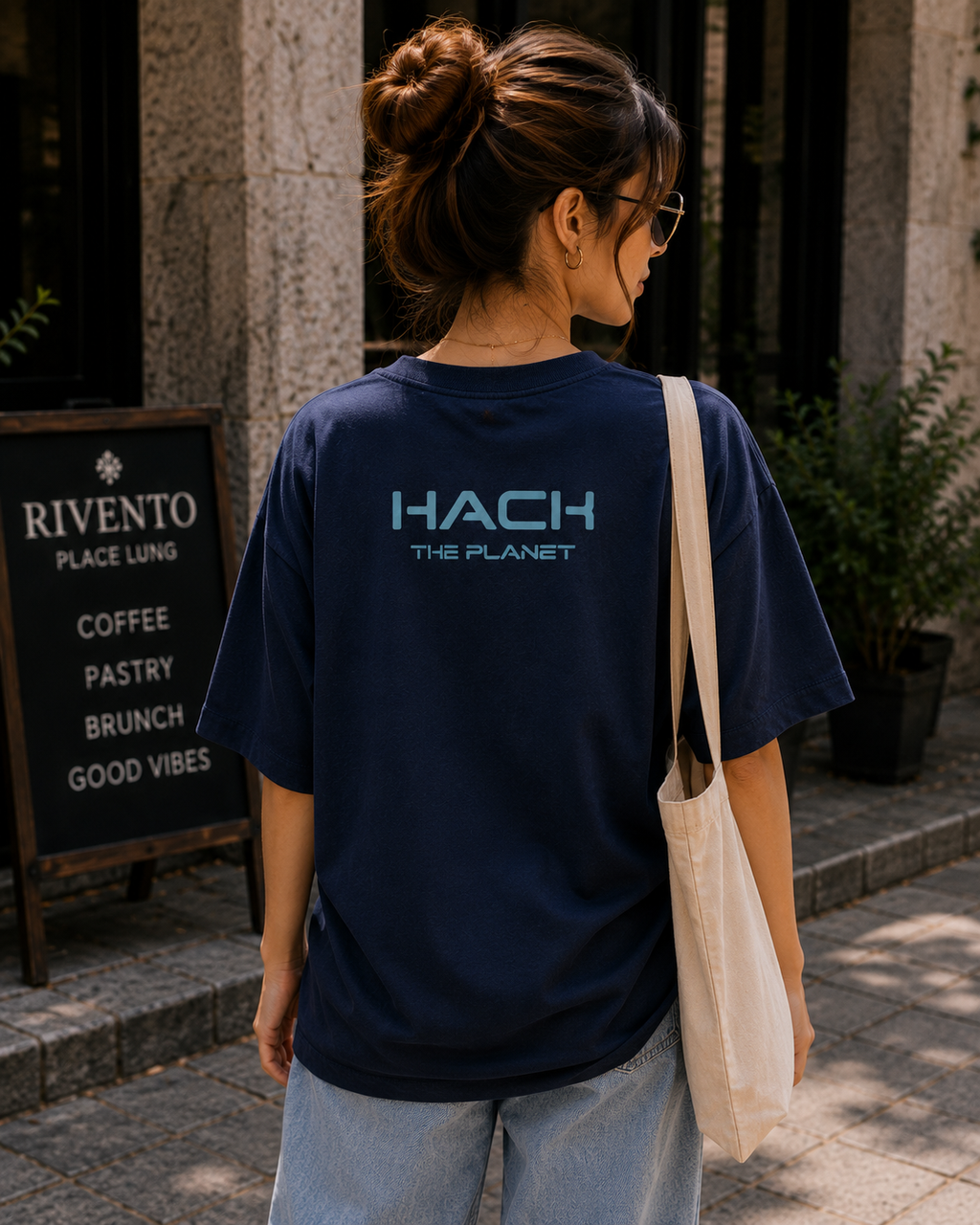 Women Hack The Planet Oversized Graphic T-Shirt