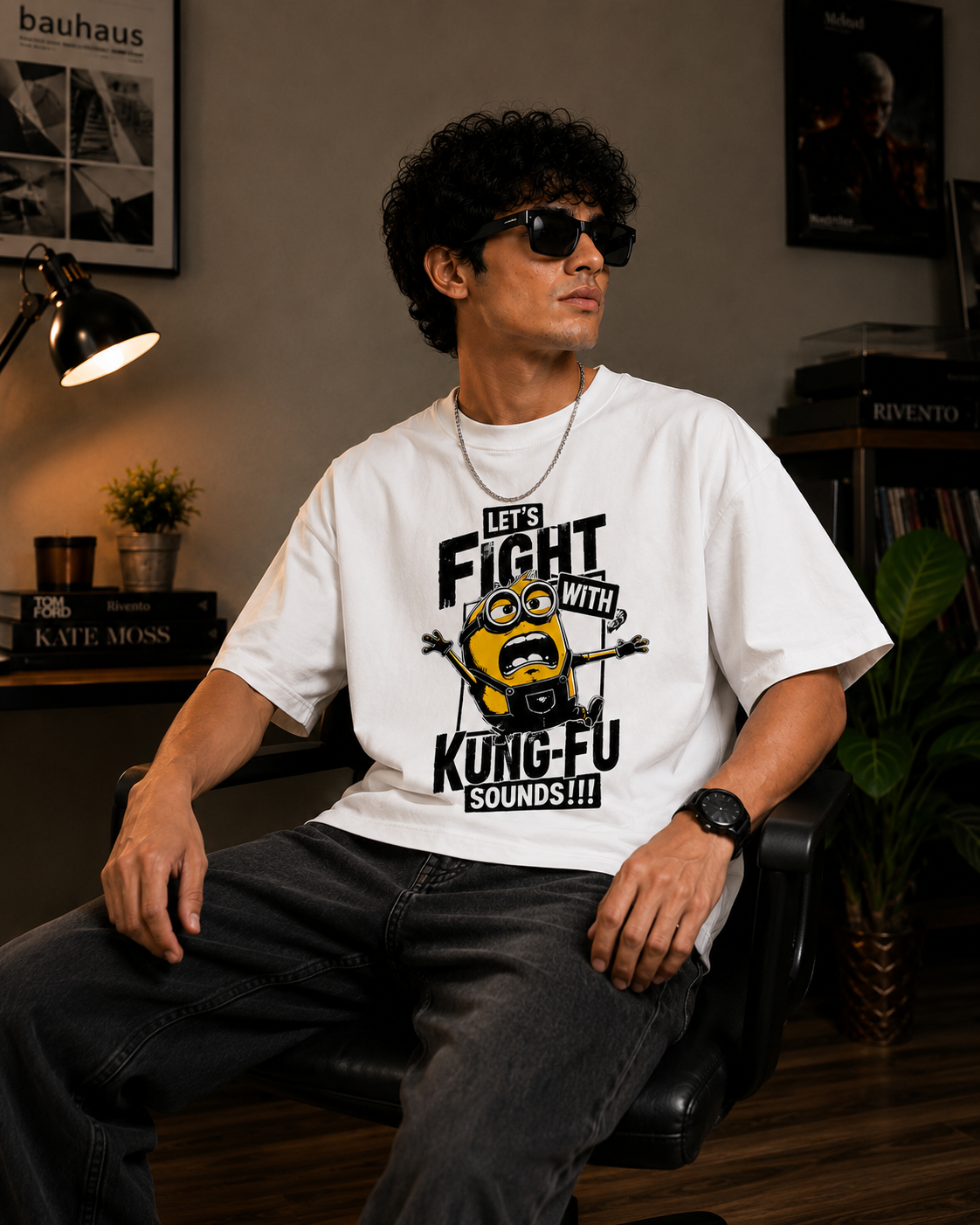 Kung-Fu Chaos Oversized Graphic T-Shirt for Men