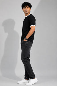 Minimal Black & White Men's Classic Fit Ringer T-Shirt