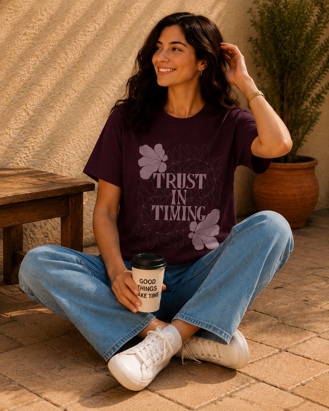Women Trust In Timing Typography T-Shirt