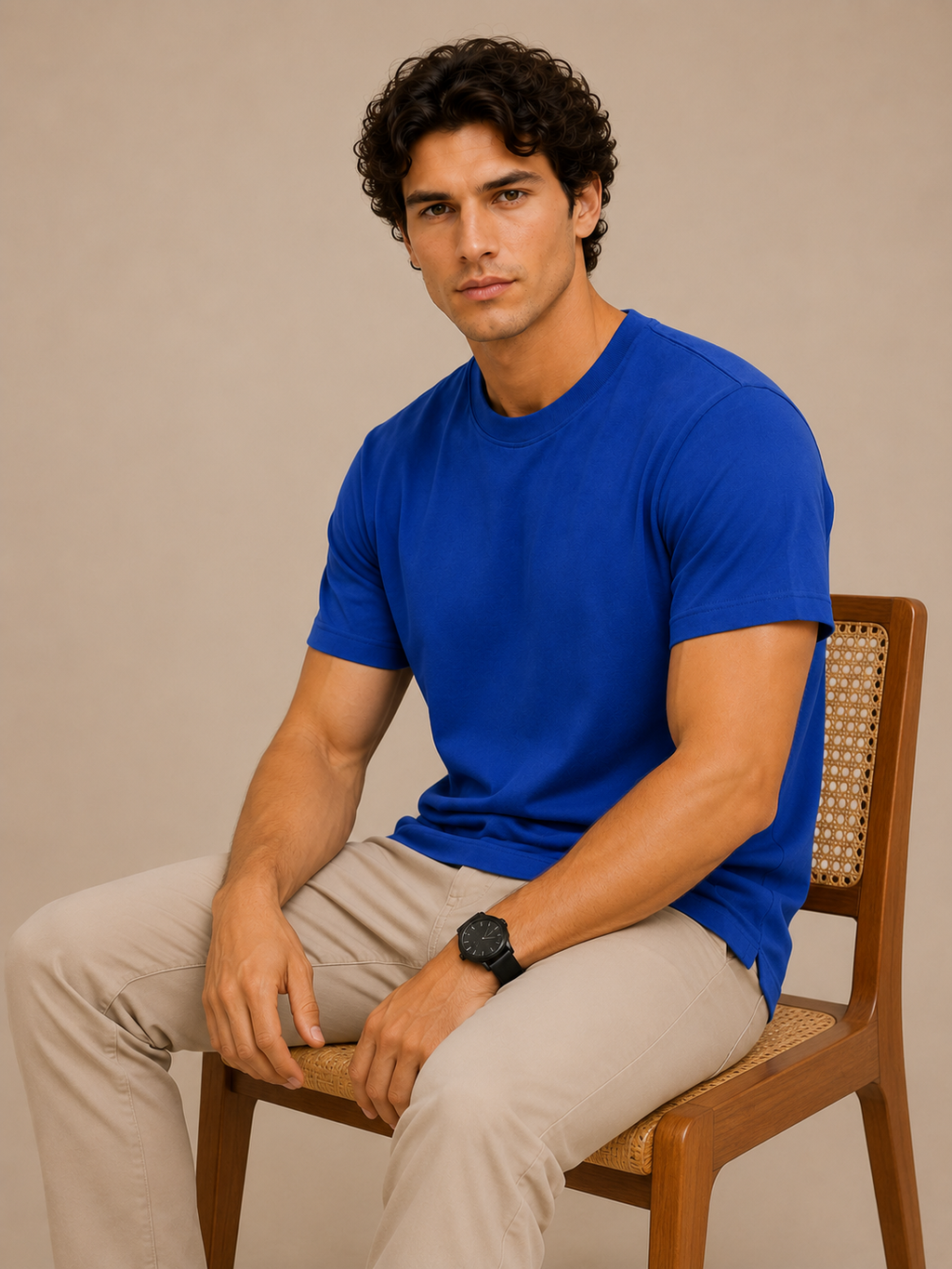 Softcore Men's Premium Royal Blue Classic Fit Solid T-Shirt