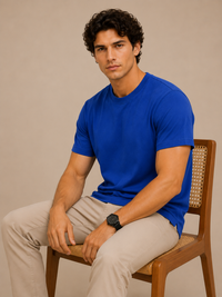Softcore Men's Premium Royal Blue Classic Fit Solid T-Shirt