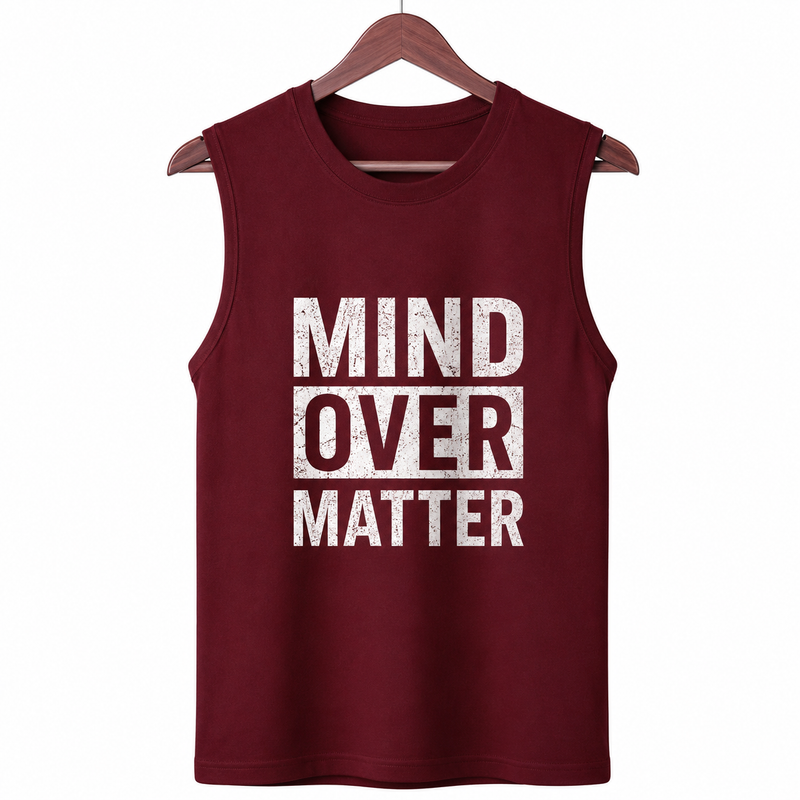 Mind Over Matter Maroon Men's Graphic Tank Top