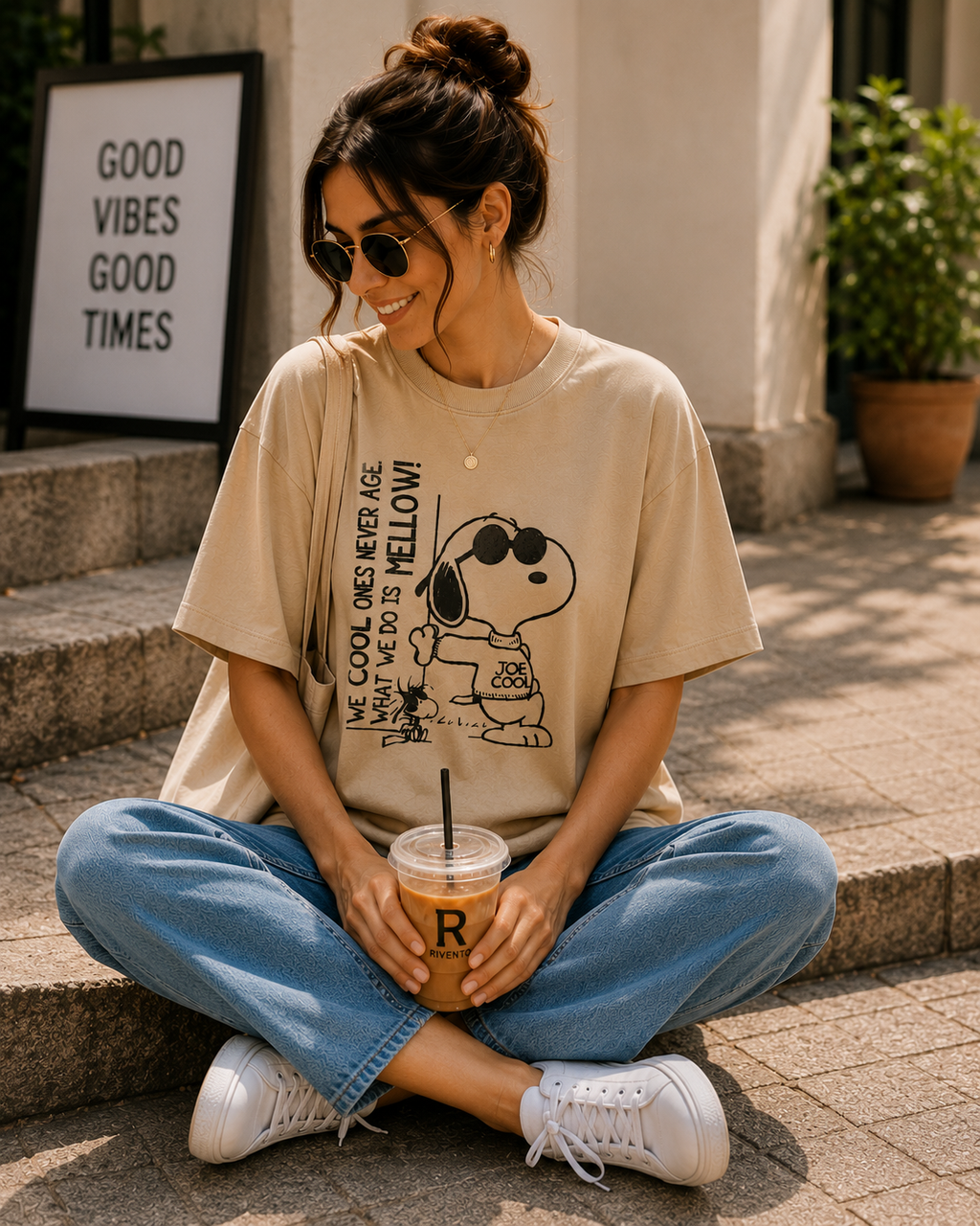 Women Joe Cool Snoopy Oversized Graphic T-Shirt