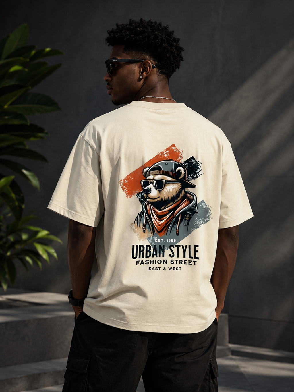 Urban Bear Streetwear Oversized T-Shirt for Men