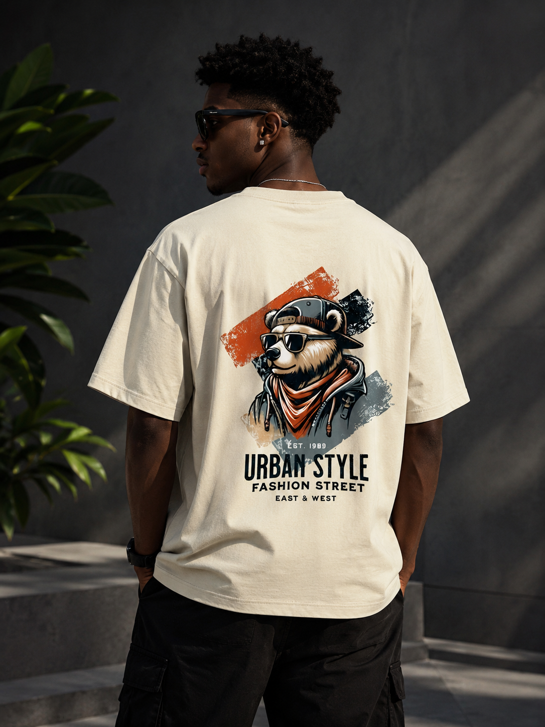 Urban Bear Streetwear Oversized T-Shirt for Men