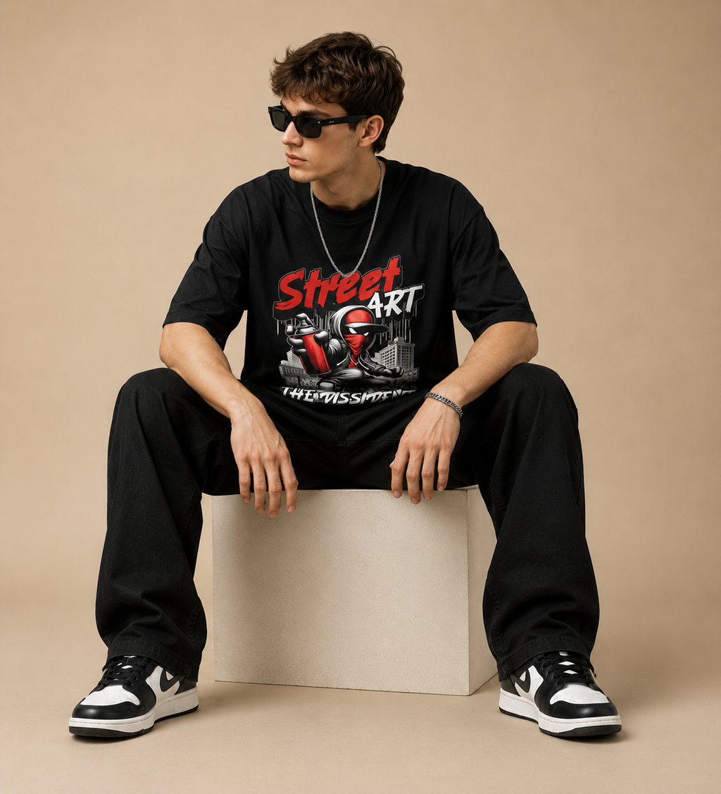 Street Art Graffiti Graphic Oversized T-Shirt for Men
