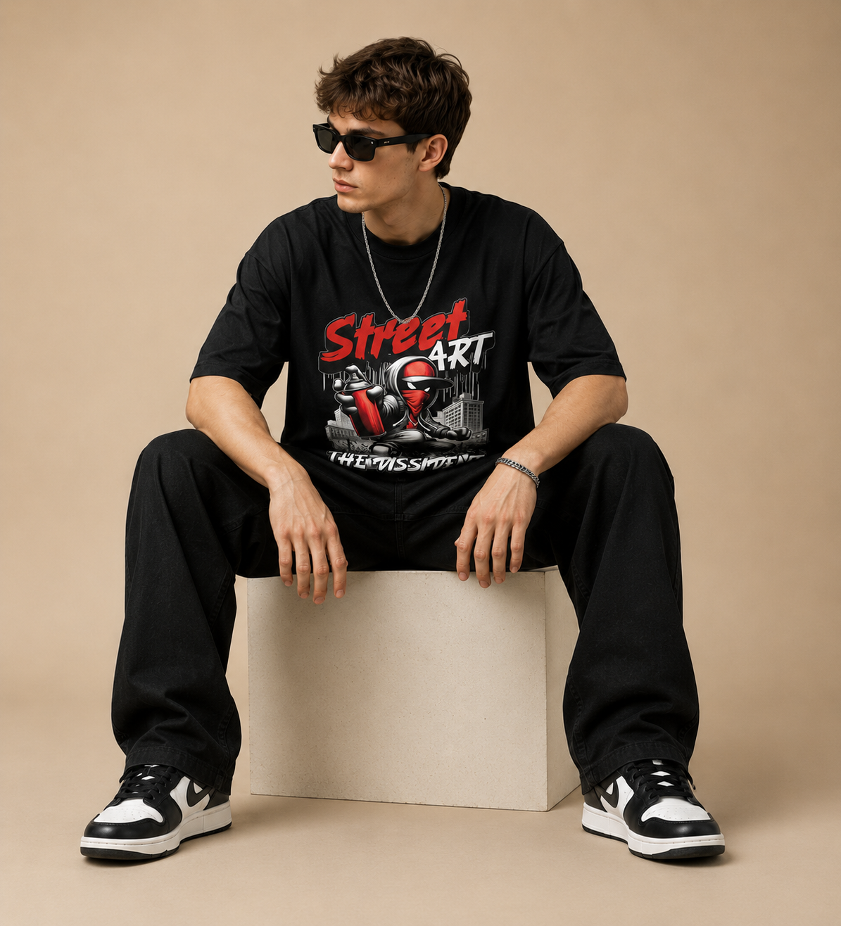 Street Art Graffiti Graphic Oversized T-Shirt for Men