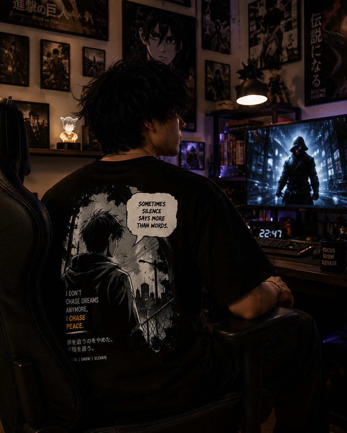 Chase Peace Oversized Graphic T-Shirt for Men