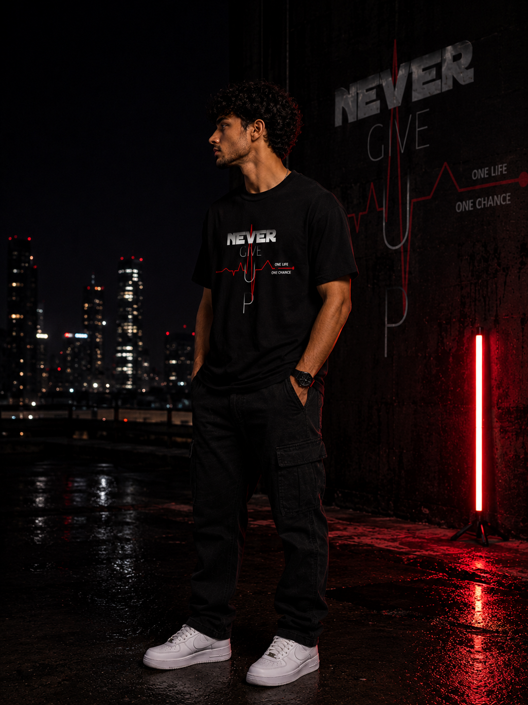 Never Give Up Motivation Graphic Men Classic Fit T-Shirt