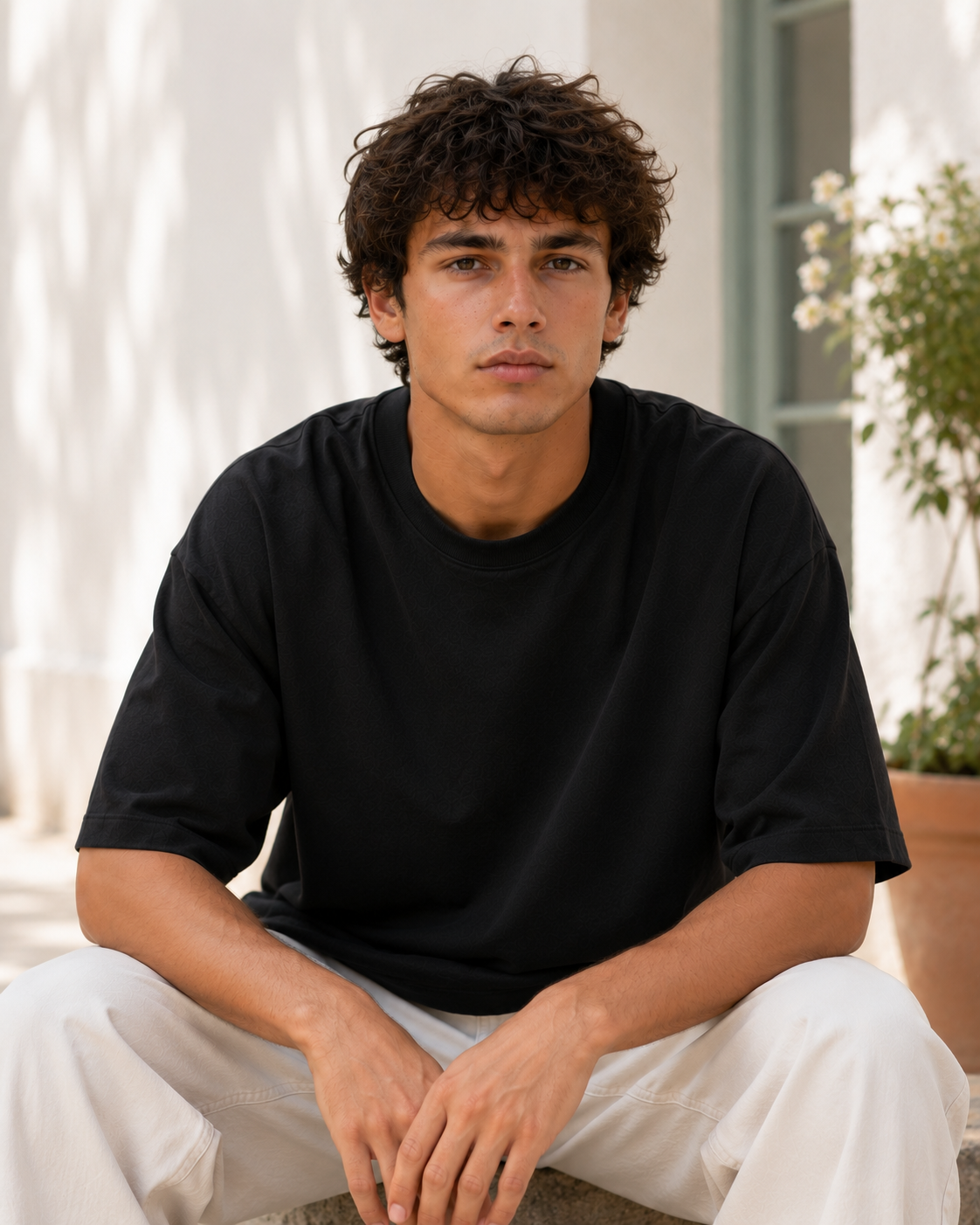 Men's Premium Black Oversized Cotton Solid T-Shirt