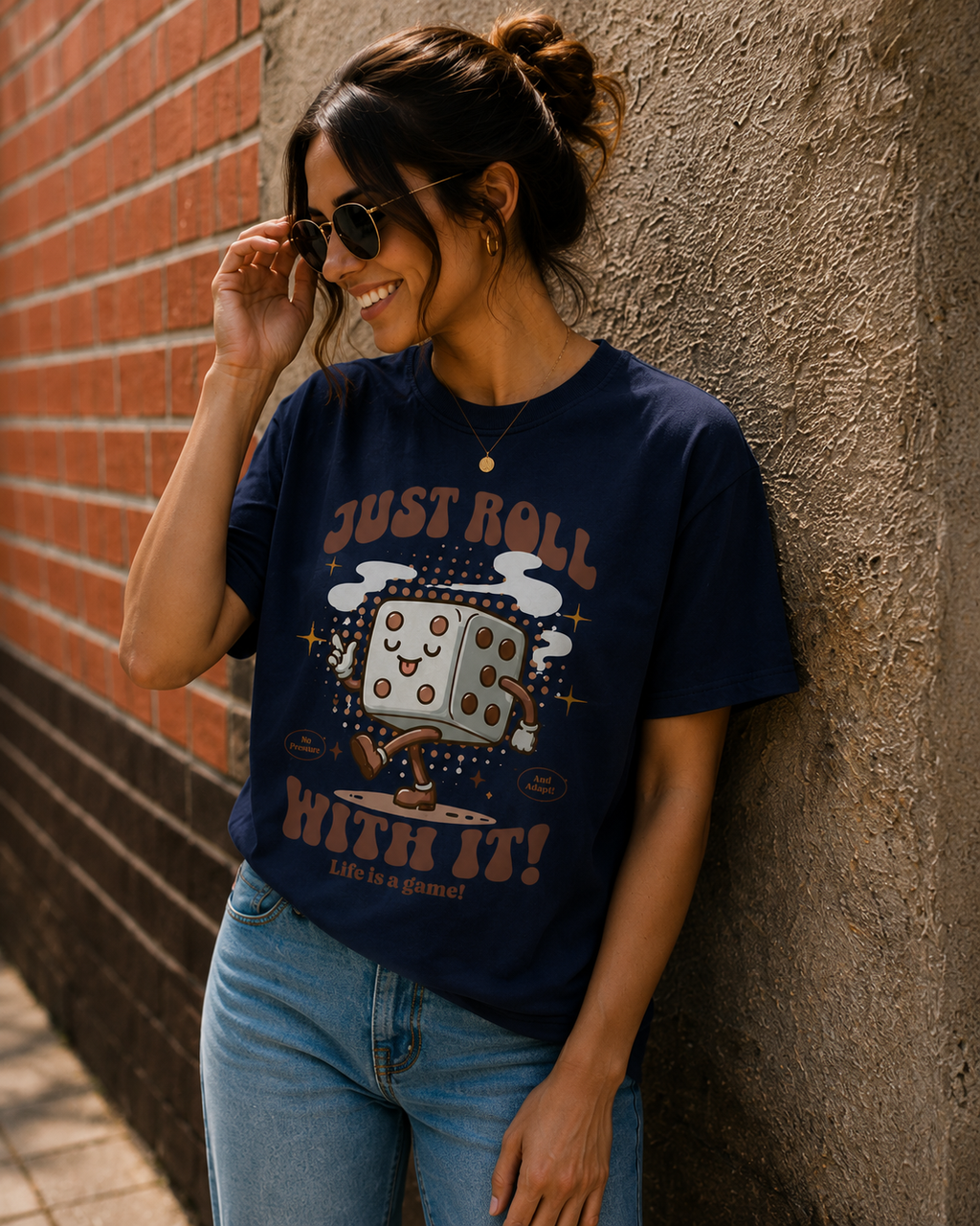 Women Retro Dice Cartoon Graphic T-Shirt