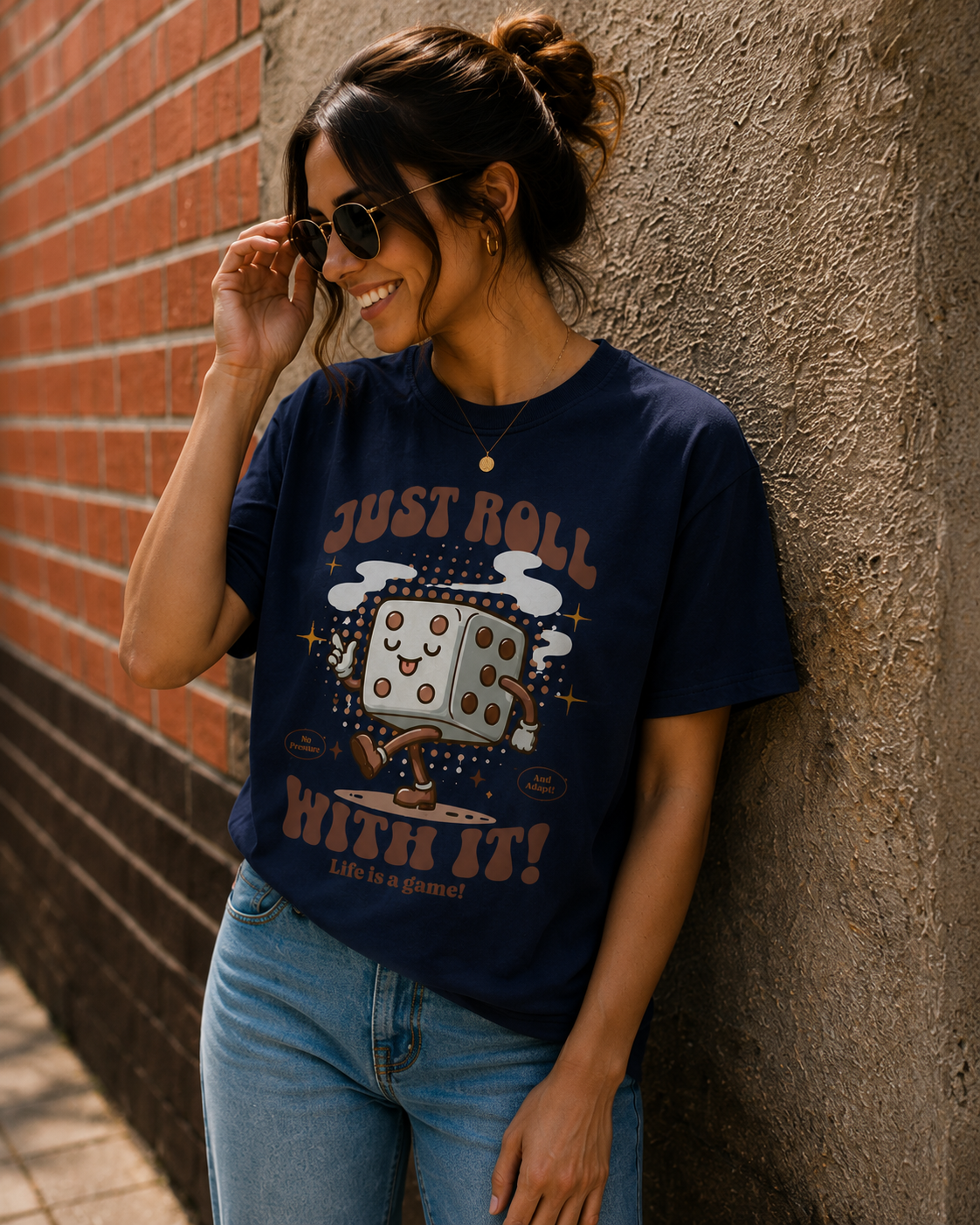 Women Retro Dice Cartoon Graphic T-Shirt