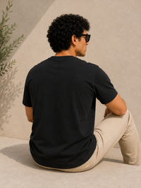 EarthPure Premium Black Organic Cotton Classic Fit Solid T-Shirt