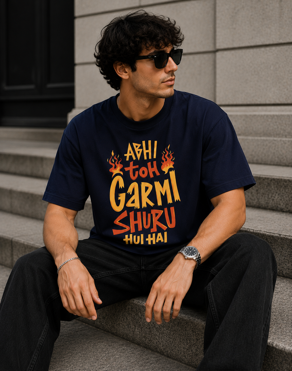 Heat Mode On Oversized Graphic T-Shirt for Men
