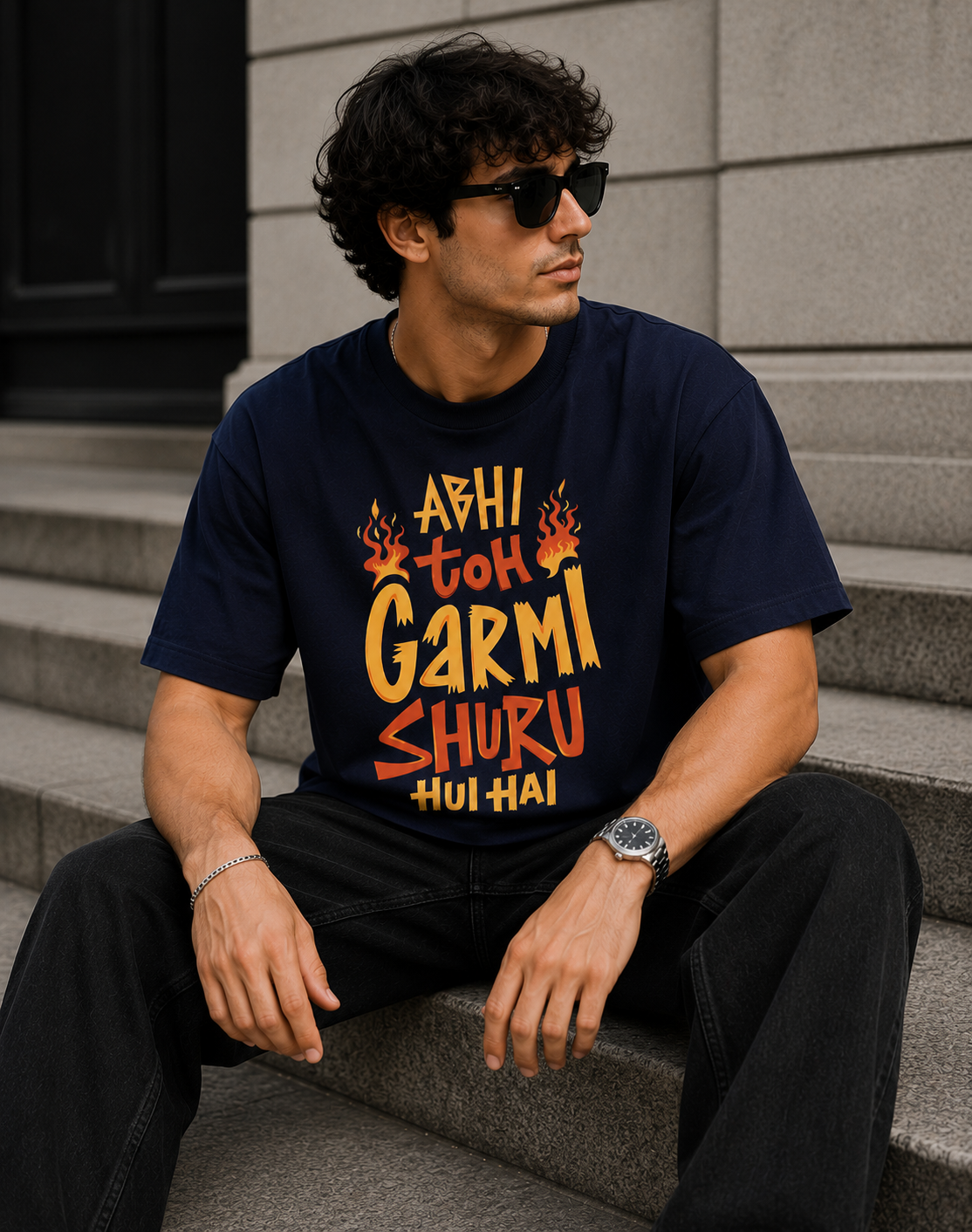 Heat Mode On Oversized Graphic T-Shirt for Men