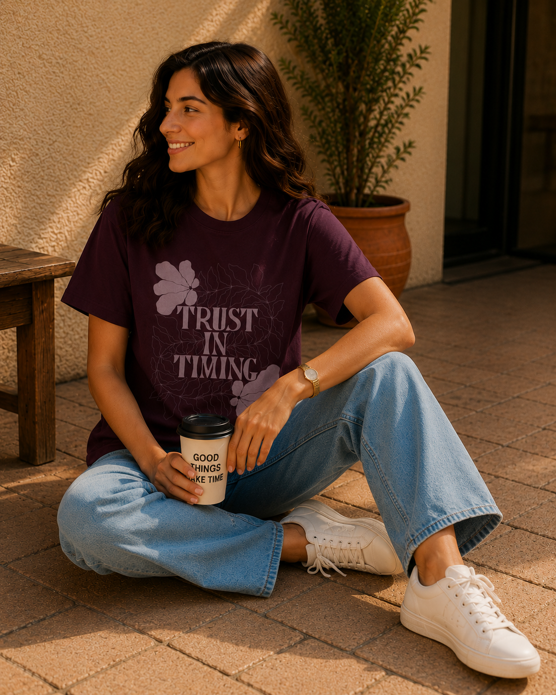 Women Trust In Timing Typography T-Shirt