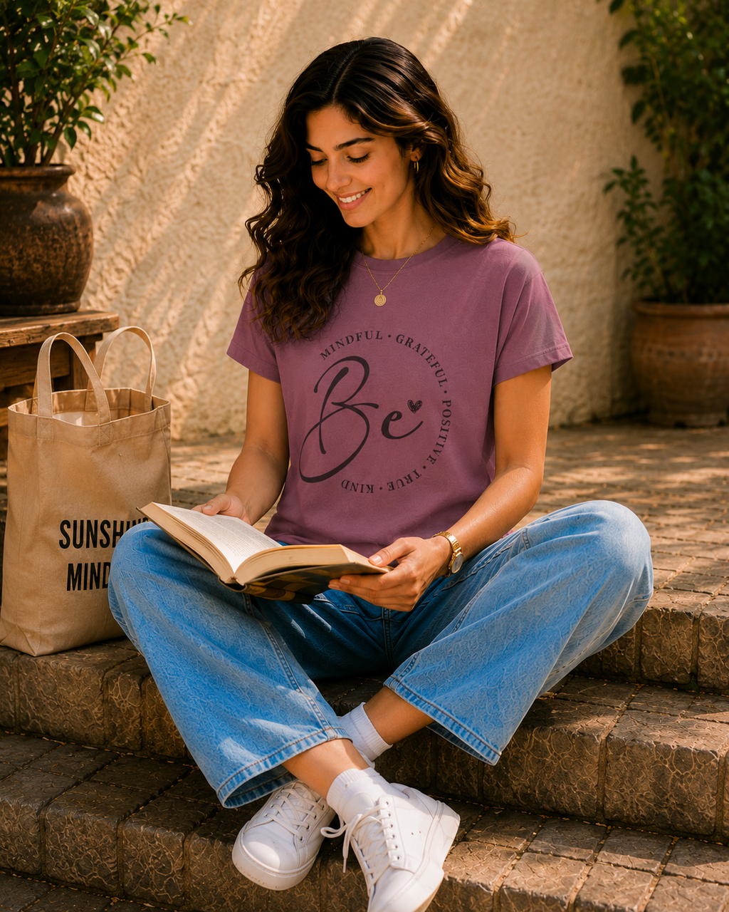 Women Be Positive Typography T-Shirt