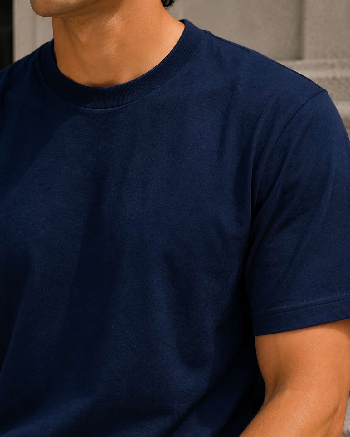 Men's Signature Classic Navy Blue Classic Fit Cotton Solid T-Shirt