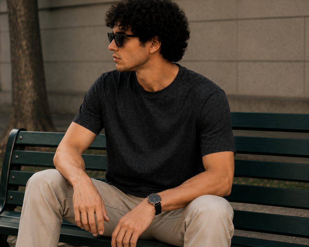 Softcore Men's Premium Black Heather Classic Fit Solid T-Shirt