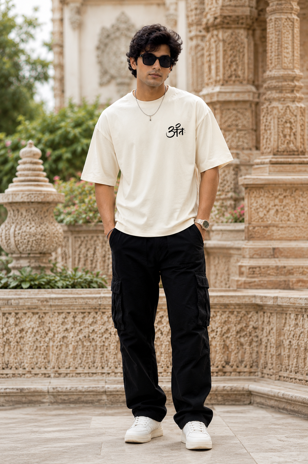 Divine Guardian Oversized Graphic T-Shirt for Men