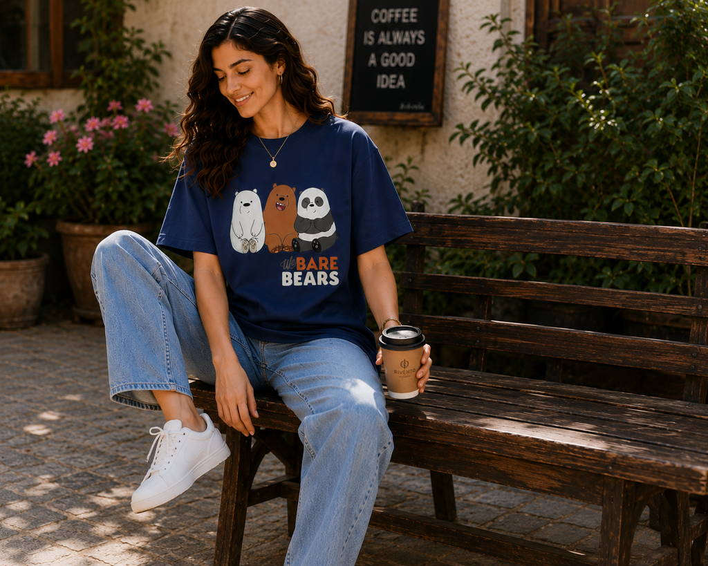 Women We Bare Bears Graphic Oversized T-Shirt